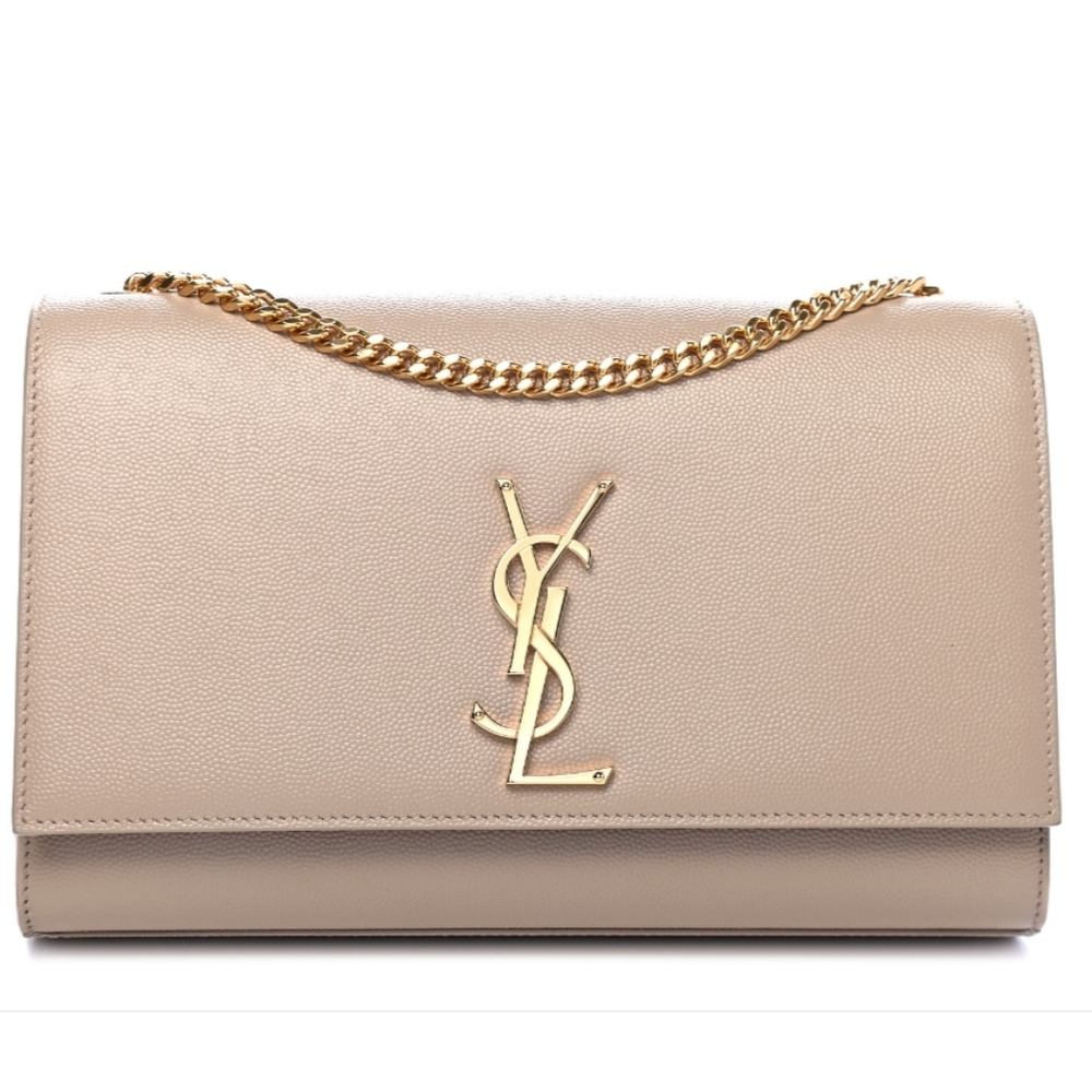 YSL Kate Medium Grain Beige Leather Gold Chain Bag